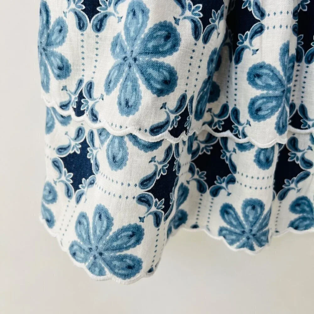 ❤️ Agua Bendita for target mini floral tiered dress, blue, white, Size XXS